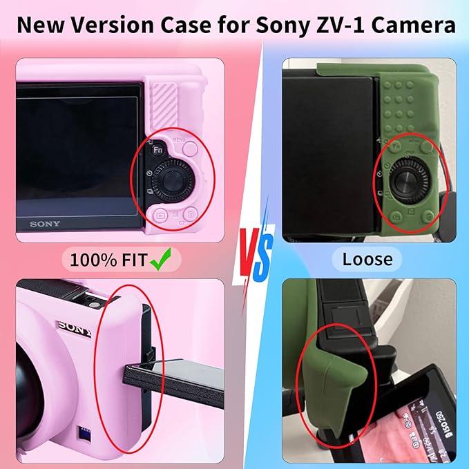 Camera Case for Sony ZV-1, ZV1 Case Silicone Cover Camera Sleeve Body Skin Protective Case with Removable Lens Cap for Sony ZV1 Digital Camera,Light Pink