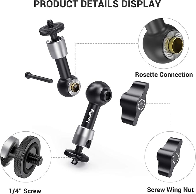 SmallRig 5.5 Inches Adjustable Friction Articulating Magic Arm, with Both 1/4" Screw for LCD Monitor/LED Lights
