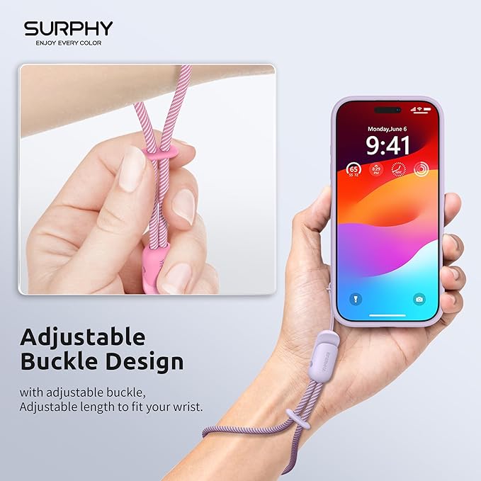 SURPHY 2 Pack Phone Lanyard for Cellphone Case, Phone Wrist Strap for Case, Cellphone Strap with 2-Color Braided, Charm Wrist Lanyard for Women, Cellphone Wrist Lanyard for Women, Rose Pink & Lilac