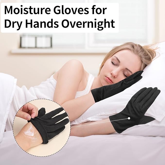 ENPOINT Touch Screen Gloves, Black Cotton Gloves for Dry Hands Sleeping, Black Gloves Men and Women Moisturizing Gloves, Black Work Gloves for Coin Handling, Jewelry, Photography, 5 Pairs Extra Large