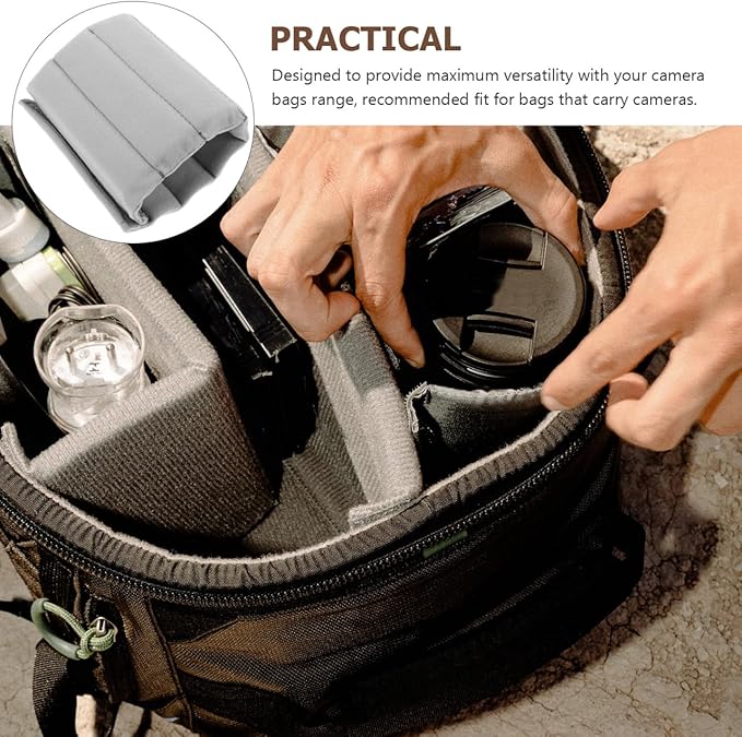 Homoyoyo 4-Pack Camera Bag Divider Plug-in Thicken Gray Suede Camera Bag Dividers - Adjustable DSLR Organizer Insert for Backpacks, Sling Photography Cases - Padded Compartment Protector Accessory