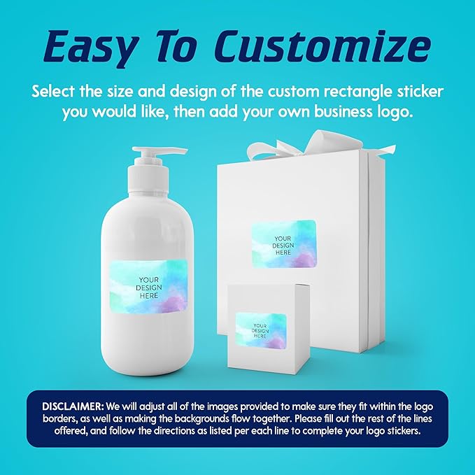100 Custom Vinyl Stickers - Upload Your own Image, Text, Design, Logo - Personalized Logo Labels for Handmade, Packaging, Bottle, Jars, Candle, Brand Stickers (Sky Blue, 6x4)