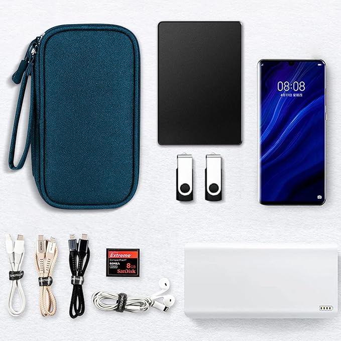 Skycase Electronic Organizer Travel Case - Waterproof Travel Cord Pouches for Organization, Cable Organizer, All-in-One Double Layers Storage Bag for Accessories, Charger, Cable, Green