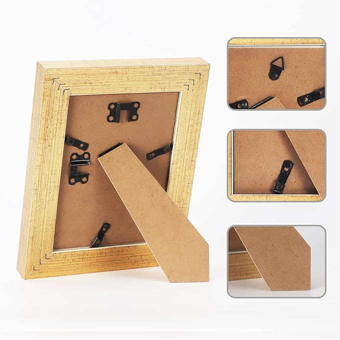 Edenseelake 5x7 Picture Frames Set of 2, Vintage Gold Photo Frame 5 by 7 for Tabletop or Wall Display