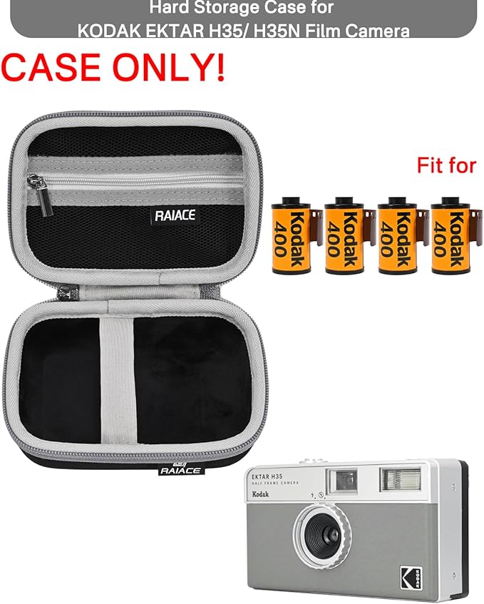 RAIACE Hard Storage Case Compatible with KODAK EKTAR H35/ H35N Film Camera, Protective Carrying Bag for Digital Camera Case. (case only)-Black