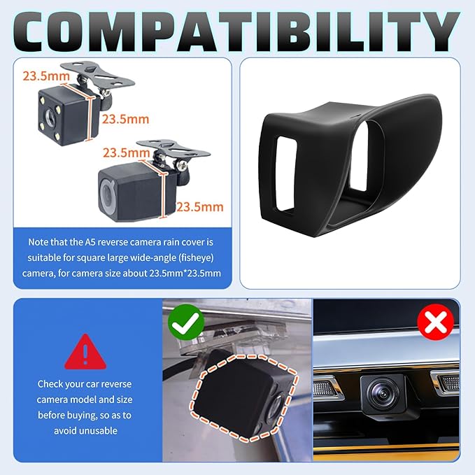 Car Backup Camera Rain Shield Silicone,Backup Camera for Car Anti-Rain Cover for Clear Reversing Image,Portable Reverse Cameras Protective Rain Cover for Most Vehicles (A5)