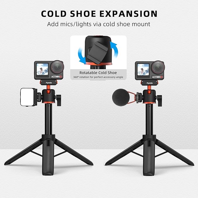 BRDRC Action 5 Pro Tripod Accessories, 21” Extension Rod Mini Table Desk Selfie Stick Portable Handle Grip Quick Release Stand with Cold Shoe for DJI Osmo Action 5 Pro 4 3 Camera