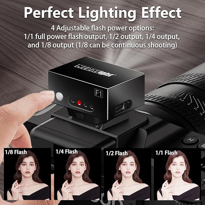 MEDALight Upgrade Aluminum F1 Mini Camera Flash with Diffuser for Ricoh GR3/GR3X/Fuji/Sony ZV1/Nikon/Canon/Olympus/Digital Film Cameras,Portable hot Shoe Speedlite for DSLR Camera(Black).