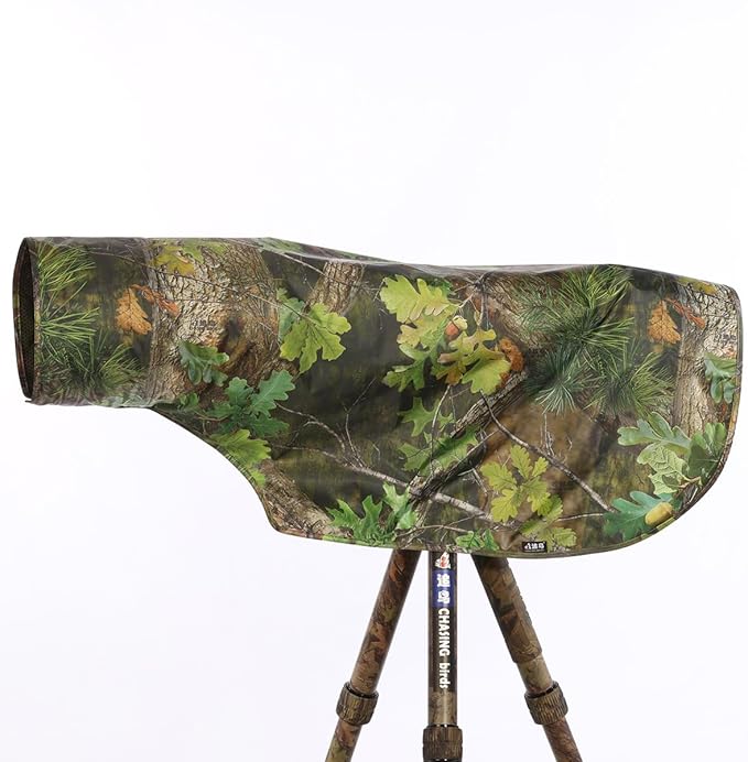 CHASING BIRDS Camouflage Waterproof Opaque Anti-UV Rain Covers Raincoat for Camera and Lens Compatible with Canon Sony Nikon Sigma Tamron Fujifilm Olympus 300/400/500/600/800mm (Green Leaf, L)