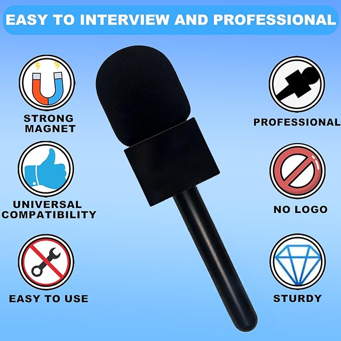 Mic Handle for DJI/DJI Mini/2/3, Microphone Holder for Rode, Hollyland and All Lav Mic, Universal Magnetic Mic Holder with Pop Filter and Flag Station for Vlogging, Interview, Podcast, Reports, Tiktok
