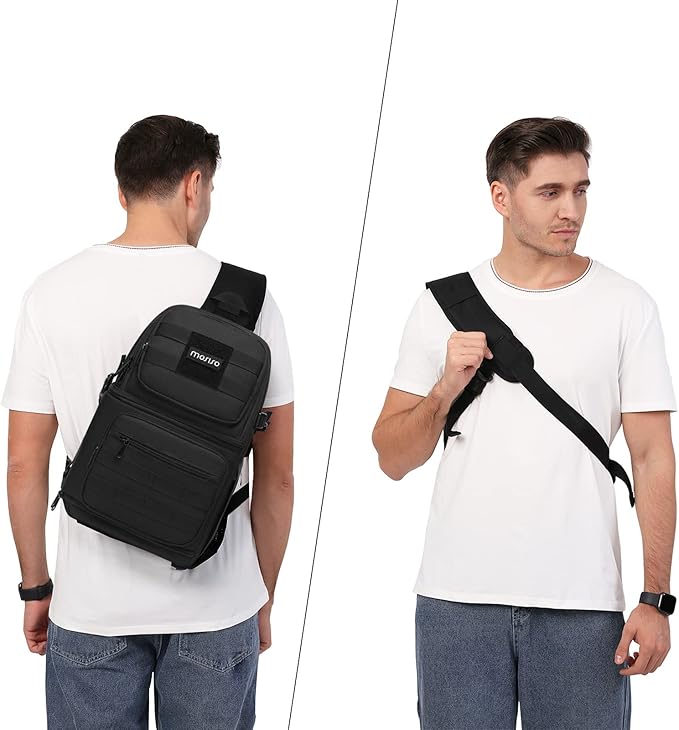 MOSISO Camera Sling Bag,DSLR/SLR/Mirrorless Tactical Camera Crossbody Bag Case Photography Slingpack with Tripod Holder&Removable Modular Inserts Compatible with Canon/Nikon/Sony/Fuji, Black