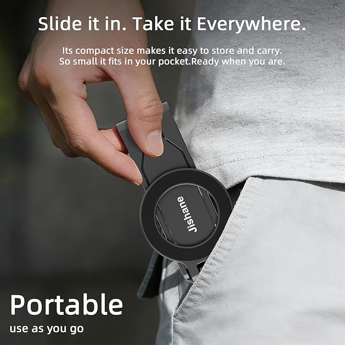 Magnetic Tripod for iPhone -Adjustable Foldable Phone Tripod Stand for Video Recording, Magnet Mount Pocket Cell Phone Stand for iPhone 17/16/15/14/13/12 Plus Max for Gym Tablet Tripod for Travel