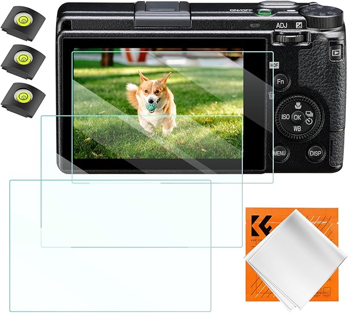 K&F CONCEPT 3 Pack Camera Screen Protector Compatible with Ricoh GR III, 0.3mm 9H Hardness Tempered Glass Cover Anti-Scratch Bubble-Free & Hot Shoe Cover