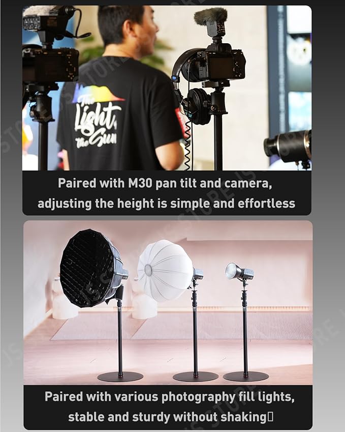 IFOOTAGE RB-A400 Round Base Monopod,79.4" Monopod Light Stand,3/8" Screw and Light Mount Adapter, Stability for LED Video Light,Max.Payload 22LBS/10KG