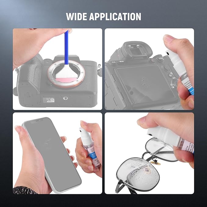 NEEWER 12 in 1 Camera Lens Cleaning Kit for DSLR Cameras, Electronics, Phones, Tablets, 10x Cleaning Swab for 16mm APS-C Sensor + 1x Cleaner Spray + 1x Cloth, HM-47