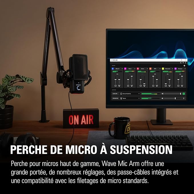 Elgato Wave Mic Arm - Premium Broadcasting Boom Arm with Cable Management Channels, Desk Clamp, 1/4" Thread Adapters, Fully Adjustable, perfect for Podcasts, Streaming, Gaming, Home Office, Recording