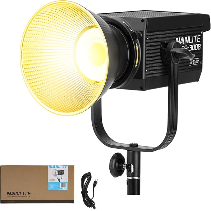 Nanlite FS-300B 300W Bi-Color LED Spotlight-2700K-6500K Adjustable CRI 96,App Control,Led Video Light Bowens Mount for Photography/Videography/YouTube/TikTok Content Creation & Live Streaming