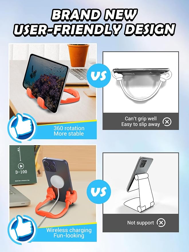 Valentines Gifts for Teens Boys Girls Cell Phone Stand: Upgrade Adjustable 1 Pack Thumbs Up Lazy Phone Holder for Desk Fun Birthday Gifts for Grandma Adults Husband from Wife