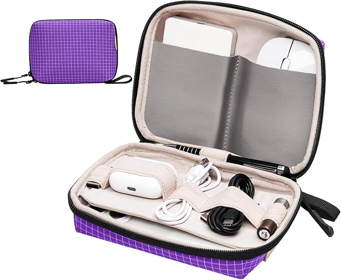 SIMTOP Electronics Organizer Cord Organizer Travel, Small Tech Bag for Cords, Chargers, Power Bank, Earbuds – Portable Cable Pouch for Office, Business Trip, Commute – Water & Scratch-Resistant