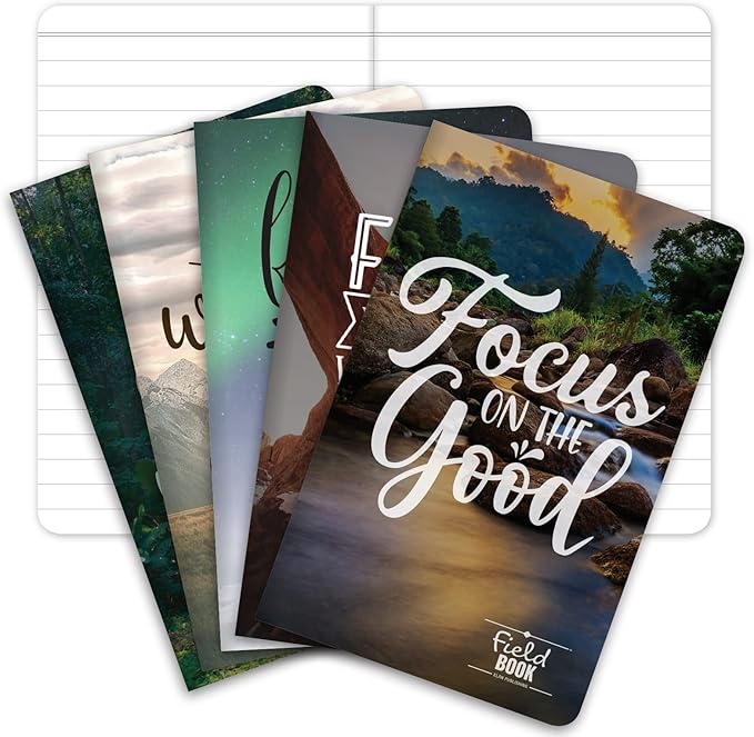 Elan Publishing Company Field Notebook/Pocket Journal - 3.5"x5.5" - Photo Inspiration Covers - Lined Memo Book - Pack of 5