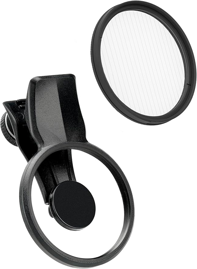 EXAPRO Smartphone Lens Filter Clip + Anamorflare Clear Filter Set, Ray-Like Flare Effect, forφ49mm Lens Filter, Rotating Frame Type, Compatible with iPhone/Android, EXP-FCAF-03CL