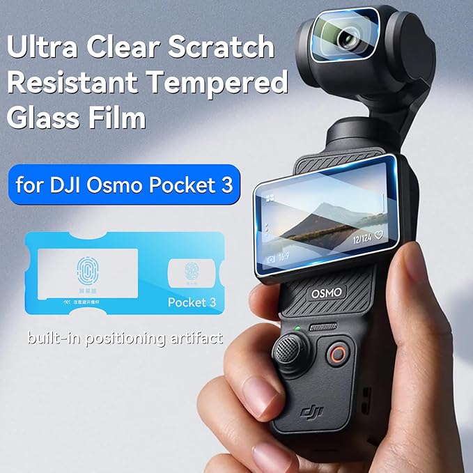 2 Lens Protector + 2 LCD Screen Protector for DJI Osmo Pocket 3,Ultra Clear Scratch Resistant Tempered Glass Film,9H Hardness,Touch Sensitive for DJI Pocket3
