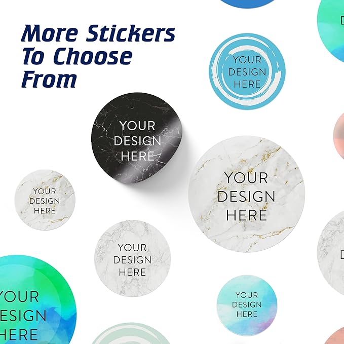 100 Custom Vinyl Stickers - Upload Your own Image, Text, Design, Logo - Personalized Logo Labels for Handmade, Packaging, Bottle, Jars, Candle, Brand Stickers (Black Marble, 5x5)