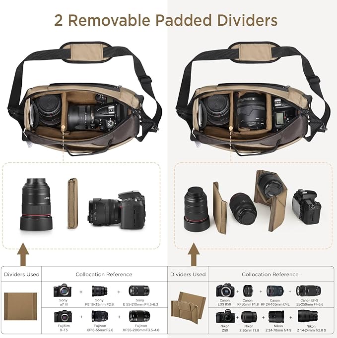 TAAOKA Camera Sling Bag, Waterproof Camera Case with Tripod Holder, DSLR/SLR/Mirrorless Cameras Shoulder Bag, Crossbody Camera Bags for Photography (Coffe)