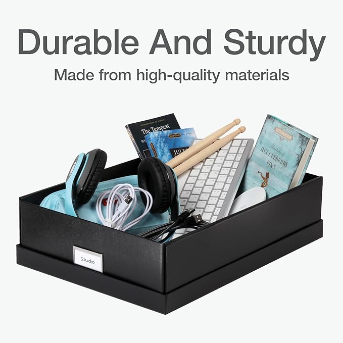 Oxford Keepsake Box, Protective Storage Box, Home and Office Organizer, Photo Storage Box, Souvenir Organizer, Large, 16" x 12" x 4 1/4" (41787)