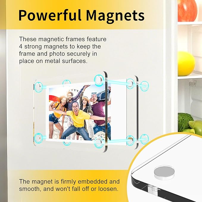 Yncotte 12 Pack Magnetic Fridge Frames, 2.3 * 3.5 Inch Acrylic Photo Magnets for Refrigerator, Double Sided Mini Picture Frame Magnets Clear for Fujifilm Instax Mini Instant Film