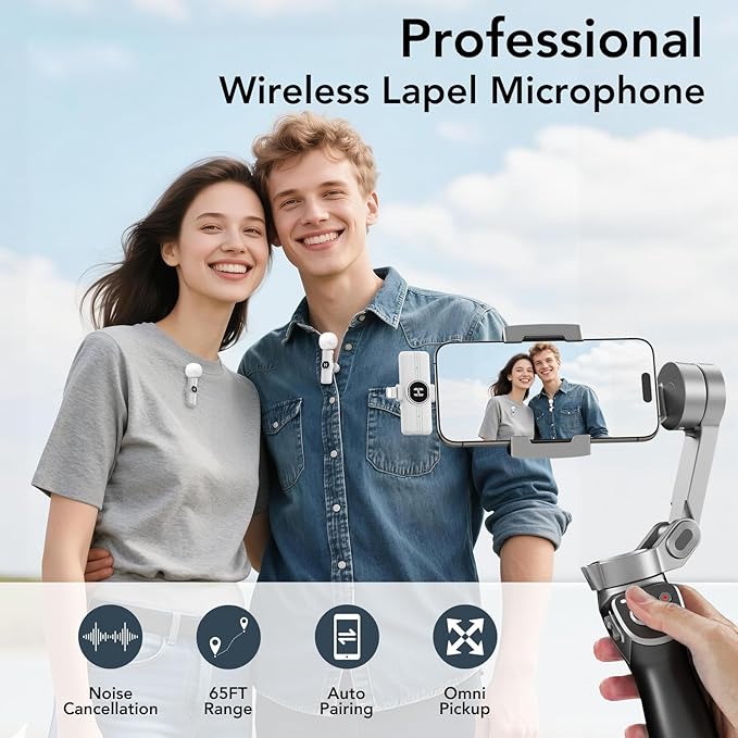 Mini Wireless Lavalier Microphone for iPhone, iPad, Android Phone - 2in1 Microfono Lapel Bluetooth Mic for Recording, Clip on Omni Lav Mic for Video Recording, Tiktok, YouTube, Vlog