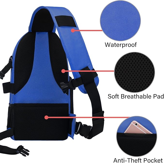 MOSISO Camera Sling Bag, DSLR/SLR/Mirrorless Camera Case Shockproof Photography Camera Backpack with Tripod Holder & Removable Modular Inserts Compatible with Canon/Nikon/Sony/Fuji, Royal Blue