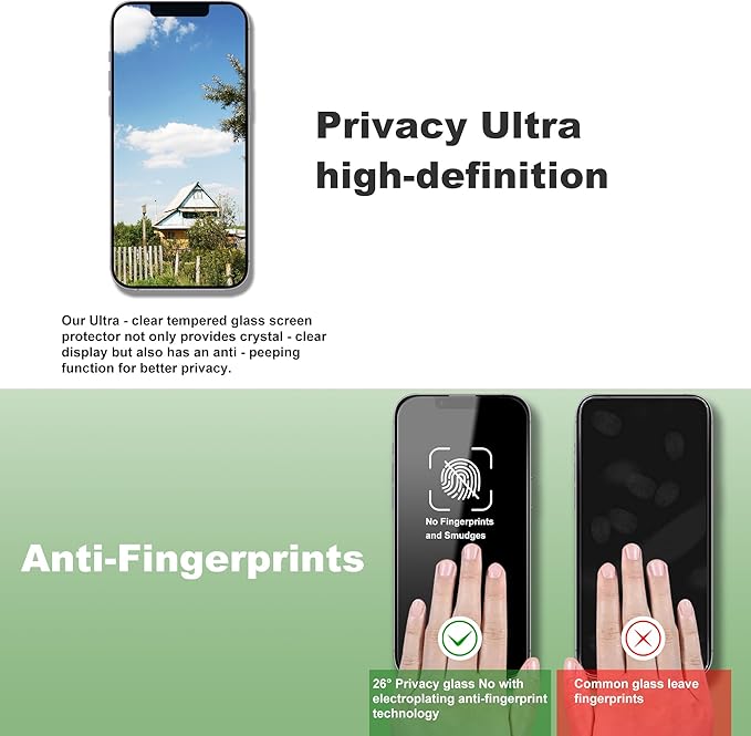 SHANG PIN JIA 2 Pack Privacy Screen Protector for iPhone 13 Pro Max and iPhon 14 Plus 6.7-Inch Auto Dust Removal, No Bubbles,Anti-Spy Tempered Glass Film, Easy Installation