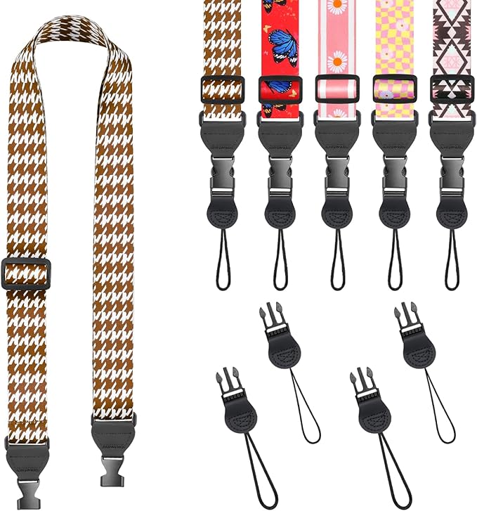 Houndstooth Shoulder Strap, Adjustable Camera Strap with 2 Sets of Quick-Release Buckles, Comfortable Neck Strap for iPad, Tablet, Camera, Laptop, Binocular, Luggage Bag
