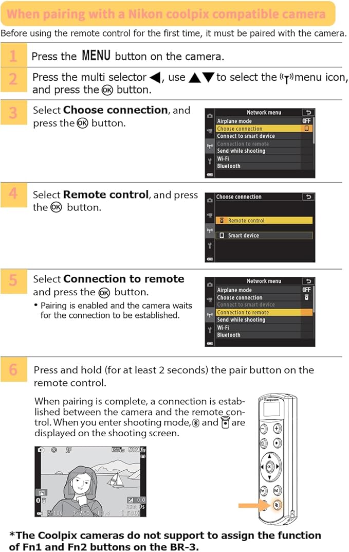 Hanpusen Rechargeable Camera Remote Control for Nikon - Wireless Shutter Release with OLED Screen Compatible with ZR, Z6lll, Z30, Z50, Z50ll, z5, Zfc, Zf, Z6II,Z7II, P1000; Replaces Nikon ML-L7(Black)