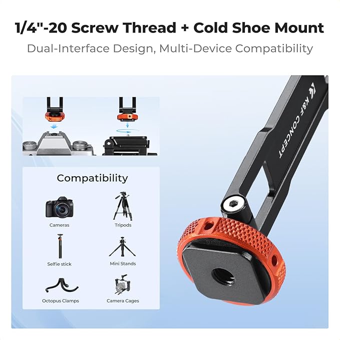 K&F CONCEPT Super Clamp Mount Magic Arm with Two 360° Ball Heads, Magnetic Metal Phone Mount with Cold Shoe Mount