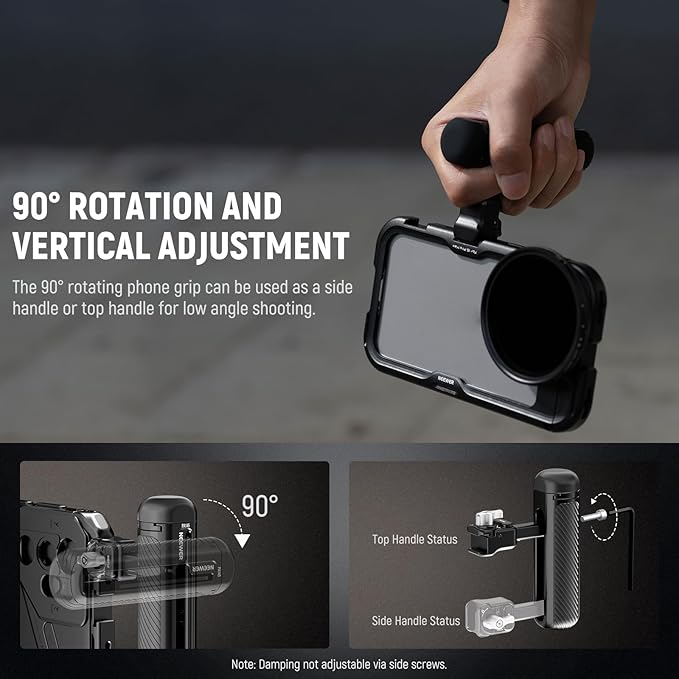 NEEWER Quick Release Side Handle Grip with Capped Anti Off Cold Shoe Compatible with iPhone 16 Pro/16 Pro Max Xiaomi 15 Ultra Samsung Galaxy S25 Ultra Phone Cage, PA145