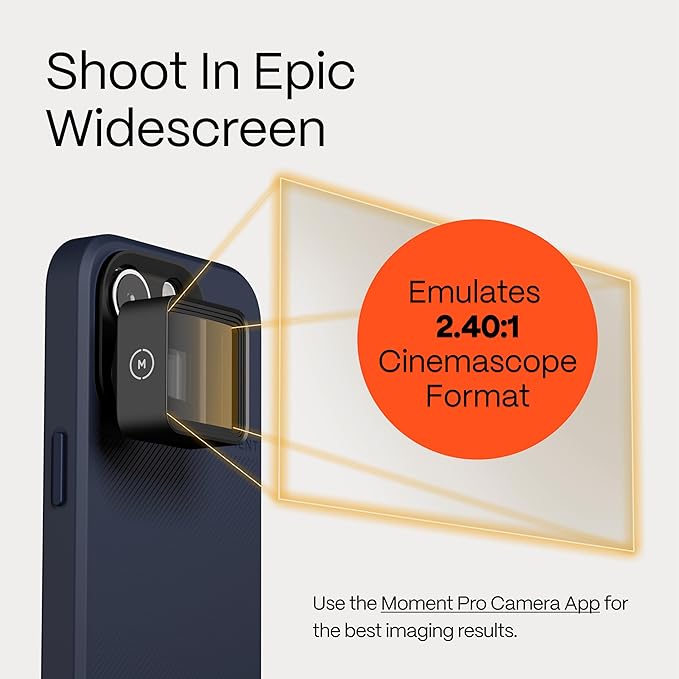 Moment 1.33x Anamorphic Mobile Lens – Capture True Cinematic Aspect Ratio, Gold or Blue Flare [Blue Flare, T-Series]