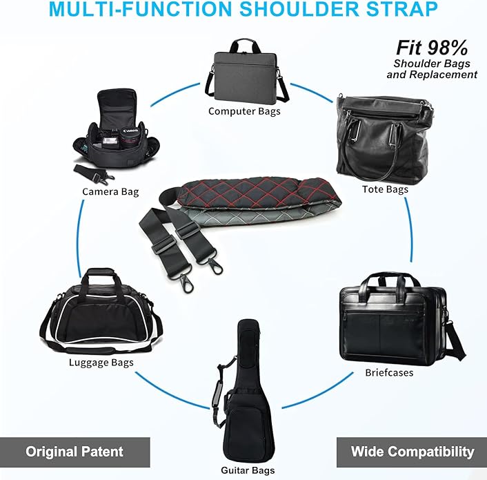Ultra Comfortable Shoulder Strap Bag Belt with Anti-Theft Pockets and Padded, 2 Tone Reversible Use, Stylish & Secure