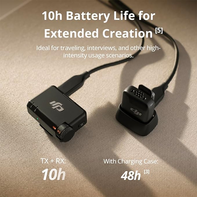 DJI Mic Mini (1 TX + 1 RX), Wireless Lavalier Microphone for iPhone/Camera/Android, Ultralight, Detail-Rich Audio, Noise Cancelling, Automatic Limiting, Vlog, Streaming, 400m Transmission