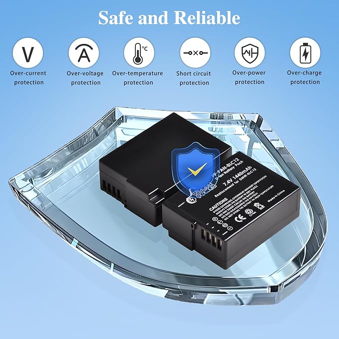 Pickle Power DMW-BLC12 DMW-BLC12PP Battery 2 Pack and Charger for Panasonic Lumix G7 G85 DMC-FZ1000,DC-FZ1000 II, DMC-FZ300, DMC-GH2, DMC-G5, DMC-G6, DMC-GX8, DMC-FZ200, DMC-FZ2500 Cameras