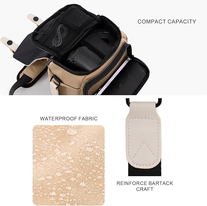 Cwatcun Camera Shoulder Bag Compact Camera Case, Small Waterproof Camera Messenger Bag with Tripod Holder, Travel Photography Bag for Canon, Nikon, Sony, Fuji DSLR/SLR/Mirrorless Camera, Lens