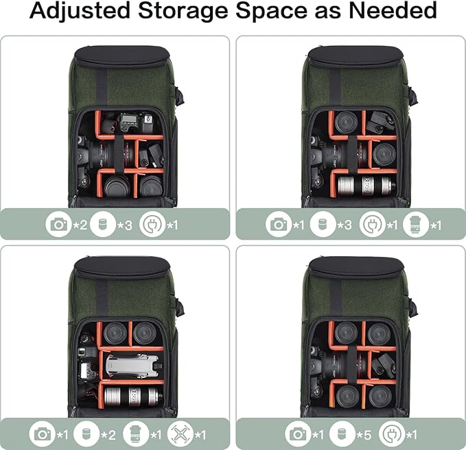 MOSISO Camera Backpack, DSLR/SLR/Mirrorless Large Men/Women Photography Camera Bag Case with 17.3 inch Laptop Compartment&Tripod Holder&Rain Cover Compatible with Canon/Nikon/Fuji/Laptop, Olive Green