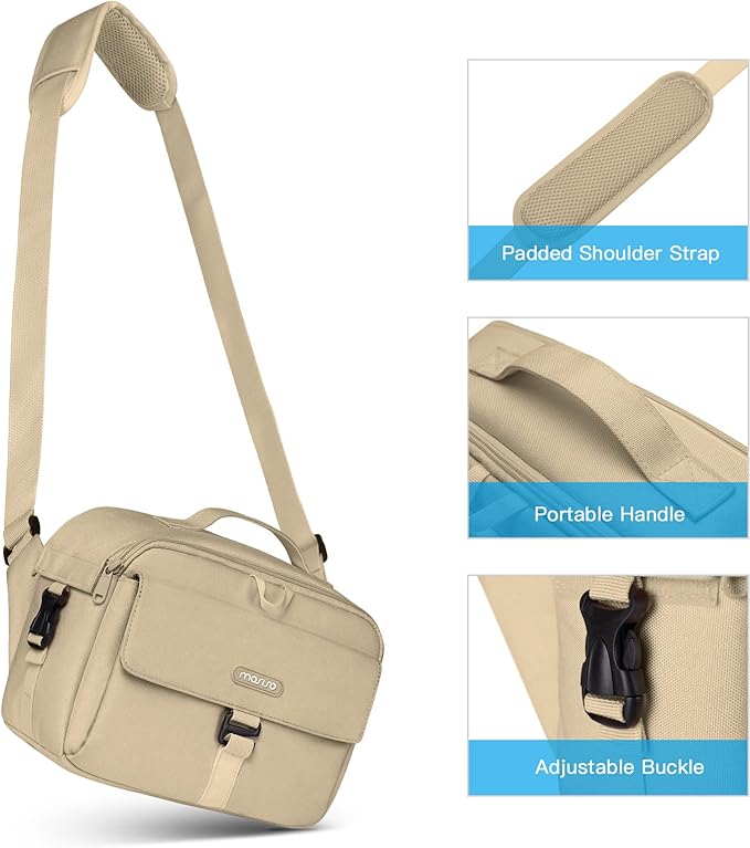 MOSISO Camera Shoulder Bag Case Crossbody Sling Purse, DSLR/SLR/Mirrorless Compact Padded Photography Handbag with Rain Cover Compatible with Canon/Nikon/Sony Cameras and Lenses, Khaki