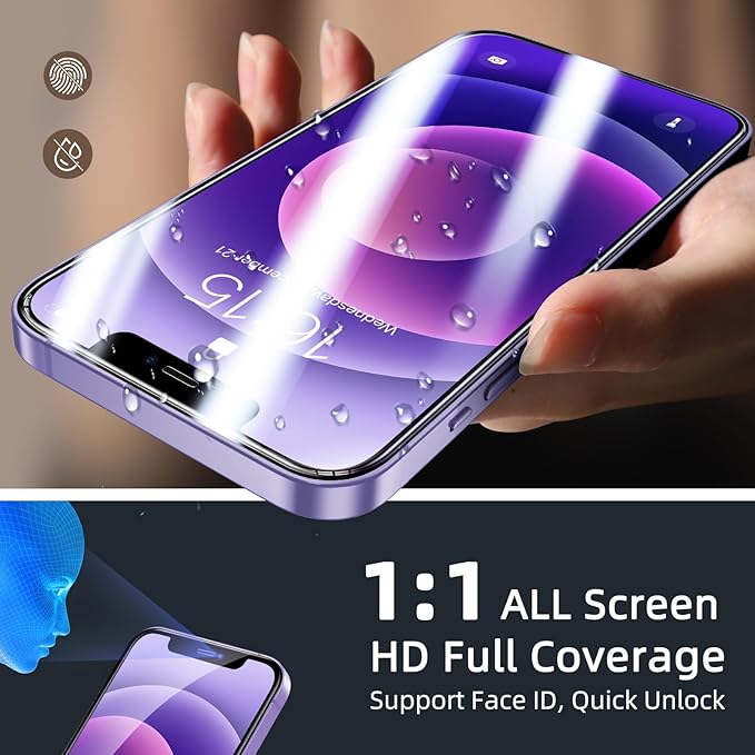 ruwa Screen Protector for iPhone 12/12 Pro [6.1 Inch] [3-Pack] Tempered Glass Film with Easy Installation Frame, Ultra HD, 9H Hardness, Scratch Resistant, Full Coverage, Case Friendly