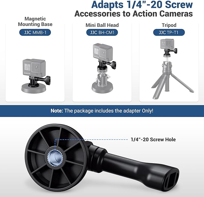 JJC 1/4"-20 Tripod Mount Adapter Converter for GoPro, DJI, Insta360, AKASO Action Camera, Sony Canon Nikon Fuji Fujifilm DSLR Mirrorless Camera, LED Light, Tripod, Selfie Stick Grip Monopod