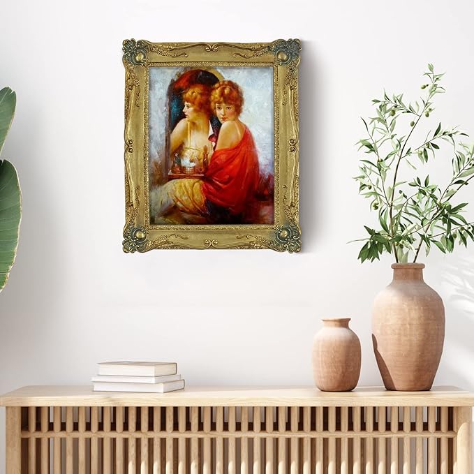 SIMON'S SHOP Gold Picture Frames 8x10 for Wall and Tabletop Vertical or Horizontal Display, Vintage Photo Frame with Glass Cover, Baroque Style Home Décor