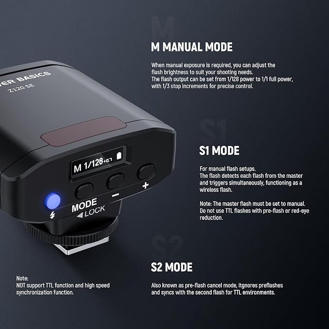 NEEWER Basics 5600K Mini Camera Flash Speedlite GN12, 2000mAh/500 Flashes/0.1-1.8s Recycle, Light Compatible with Canon Fujifilm Sony Nikon Digital Standard Hot Shoe Camera for Studio Photos, Z120 SE