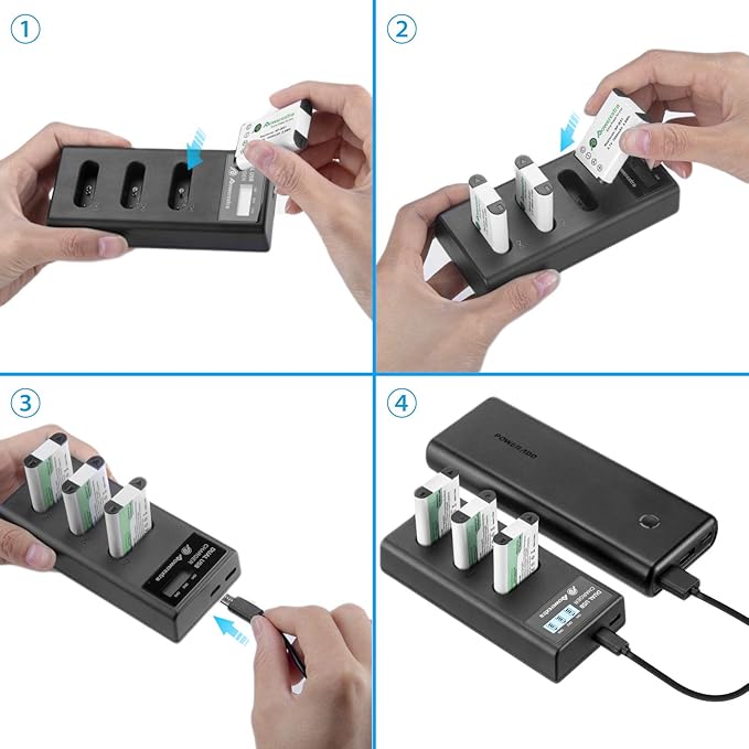 NP-BX1 Battery 3 Pack and 3-Channel USB Charger for Sony NP-BX1 and Sony Cyber-Shot DSC-RX100, DSC-RX100 II, DSC-RX100M II, DSC-RX100 III, DSC-RX100 IV, DSC-RX100 V/VII, ZV-1