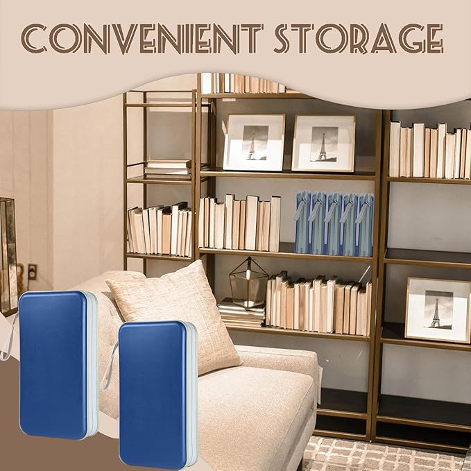 CD/DVD Cases Holder, 100 Capacity DVD Case Plastic Wallet Booklet Portable Storage Organizer Binder for Car Home Office Travel (1P Blue)